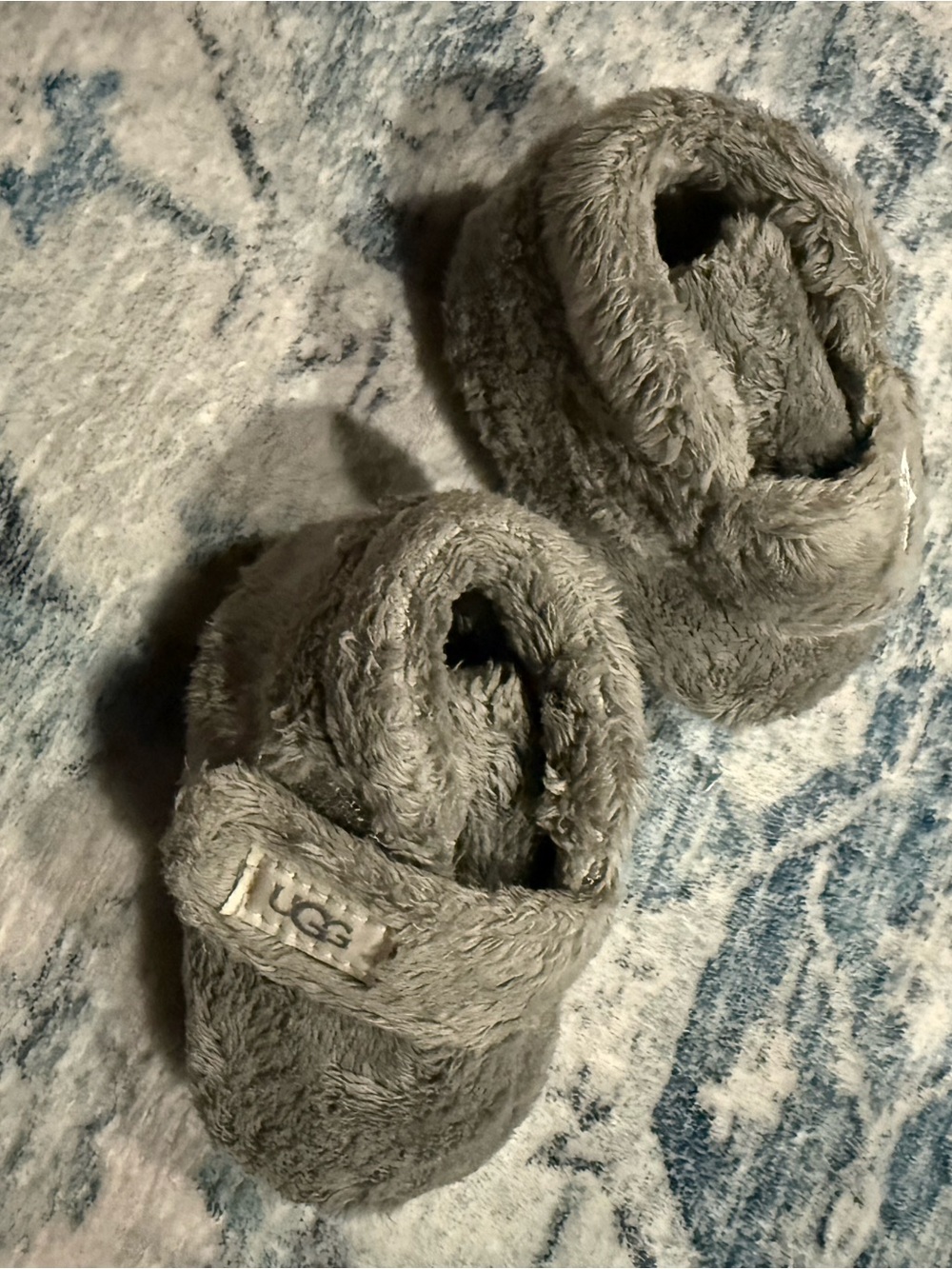 UGG Kids Gray Plush Slip-On Slippers